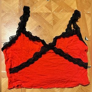 Red and black thin crop top